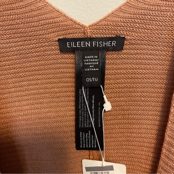 Eileen Fisher Camel Linen Poncho Shawl One Size - Picture 3 of 10